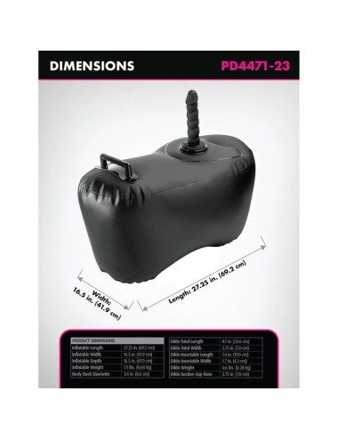 FETISH FANTASY SERIES - BODY DOCK INFLATABLE LOVE SEAT WITH DILDO 69.2 CM BLACK