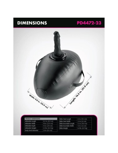 FETISH FANTASY SERIES - BODY DOCK INFLATABLE LOVE BALL WITH DILDO BLACK 41.9 CM