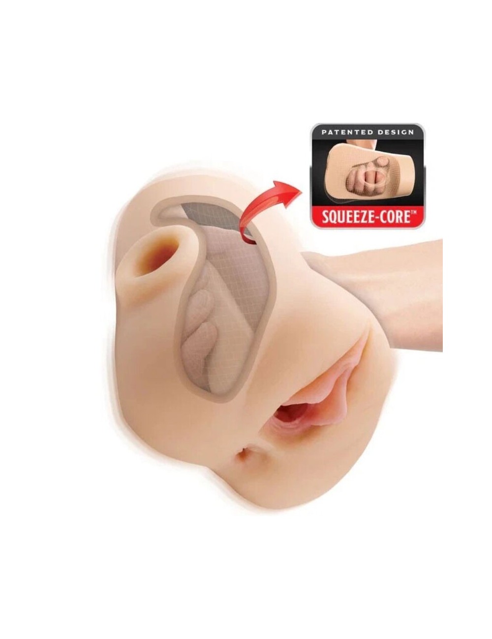 PDX PLUS - DOUBLE POUNDER VIBRATING SQUEEZE STROKER LIGHT 20.5 CM