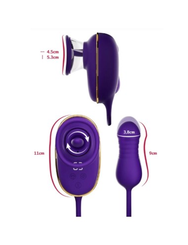 SHE.E.O - CLITORAL SUCTION TOOL WITH LICKING EFFECT AND PURPLE ANAL STIMULATOR