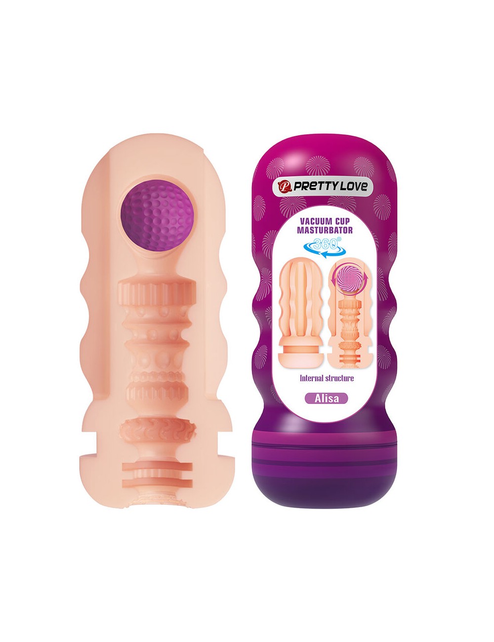 PRETTY LOVE - VAGINAL SMOOTHING MASTURBATOR WITH SUCTION CUP AND INTERNAL TEXTURES