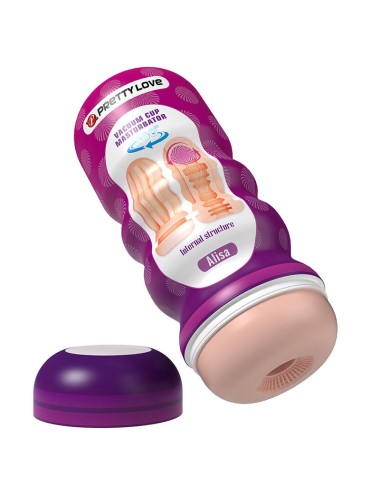 PRETTY LOVE - VAGINAL SMOOTHING MASTURBATOR WITH SUCTION CUP AND INTERNAL TEXTURES