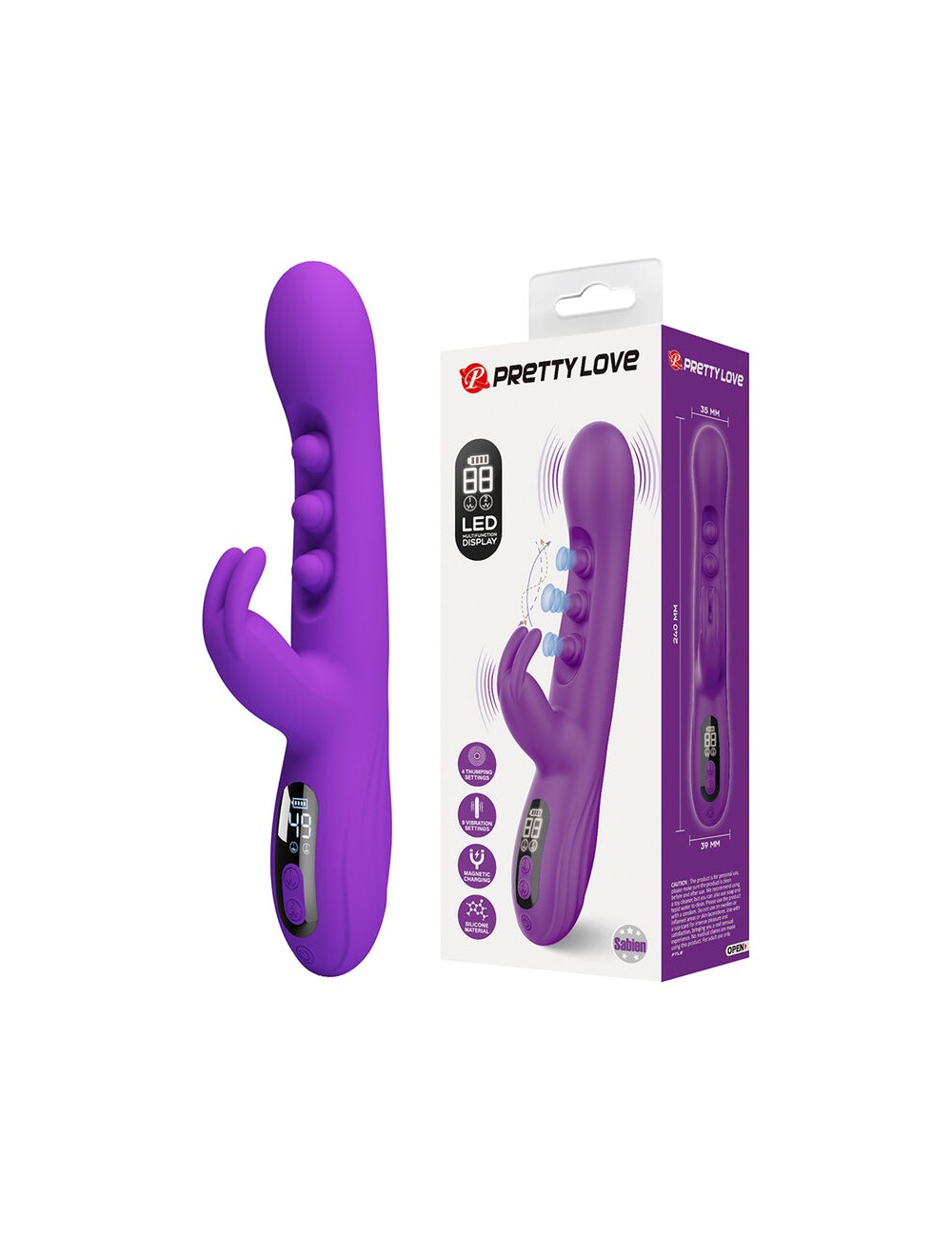PRETTY LOVE - SABIEN RABBIT VIBRATOR WITH TAPPING STIMULATION AND PURPLE LED