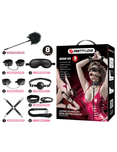 PRETTY LOVE - 8 PIECE BDSM KIT BLACK