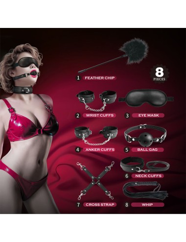 PRETTY LOVE - 8 PIECE BDSM KIT BLACK