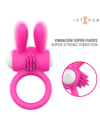 INTENSE - HOPPS VIBRATING PENIS RING WITH CLITORAL STIMULATION PINK