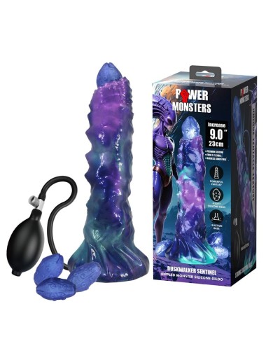 POWER MONSTERS - DUSKWALKER SENTINEL TRICOLOR INFLATABLE FANTASY SILICONE DILDO 23 CM Ø 5 CM