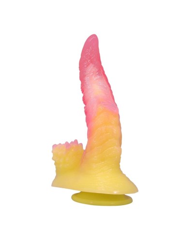 POWER MONSTERS - RIPPLIED MONSTER FANTASY DILDO WITH SUCTION CUP 22.5 CM Ø 5.5 CM PINK & YELLOW