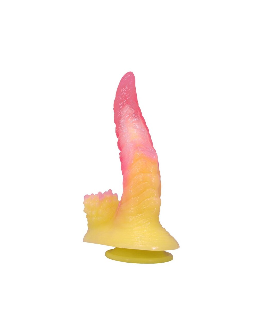 POWER MONSTERS - RIPPLIED MONSTER FANTASY DILDO WITH SUCTION CUP 22.5 CM Ø 5.5 CM PINK & YELLOW