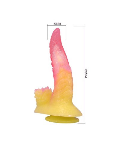 POWER MONSTERS - RIPPLIED MONSTER FANTASY DILDO WITH SUCTION CUP 22.5 CM Ø 5.5 CM PINK & YELLOW