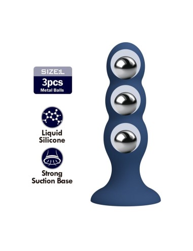 MR PLAY - ANAL PLUG WITH METAL BALLS AND SUCTION CUP BLUE
