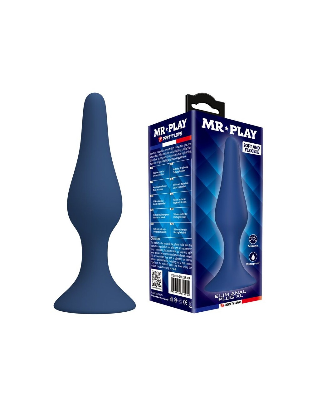 MR PLAY - TAPERED SILICONE ANAL PLUG BLUE XL