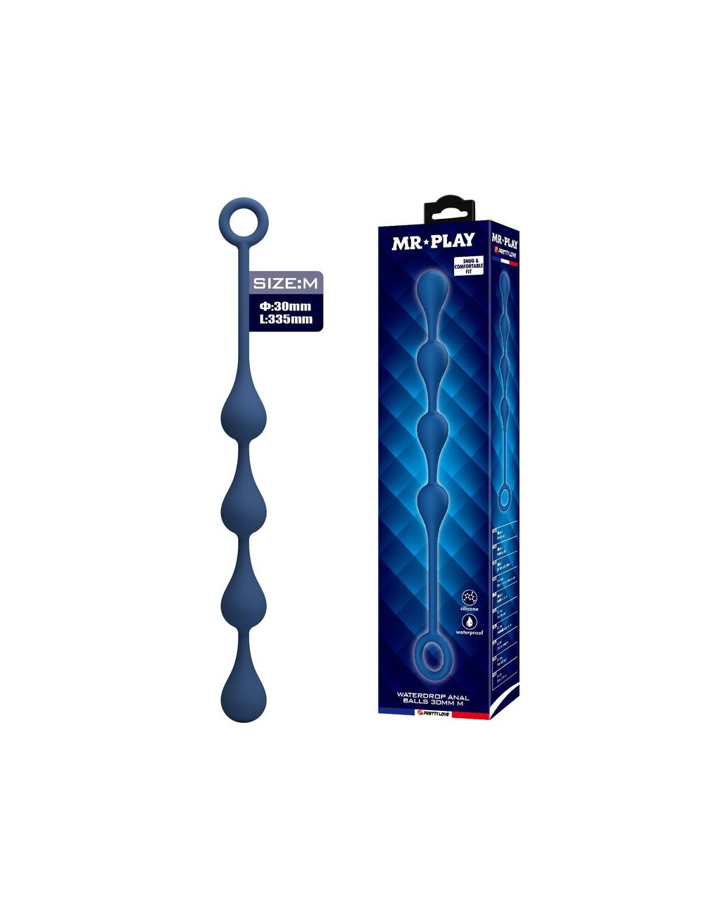 MR PLAY - BLUE SILICONE ANAL BEADS SIZE M 33 CM