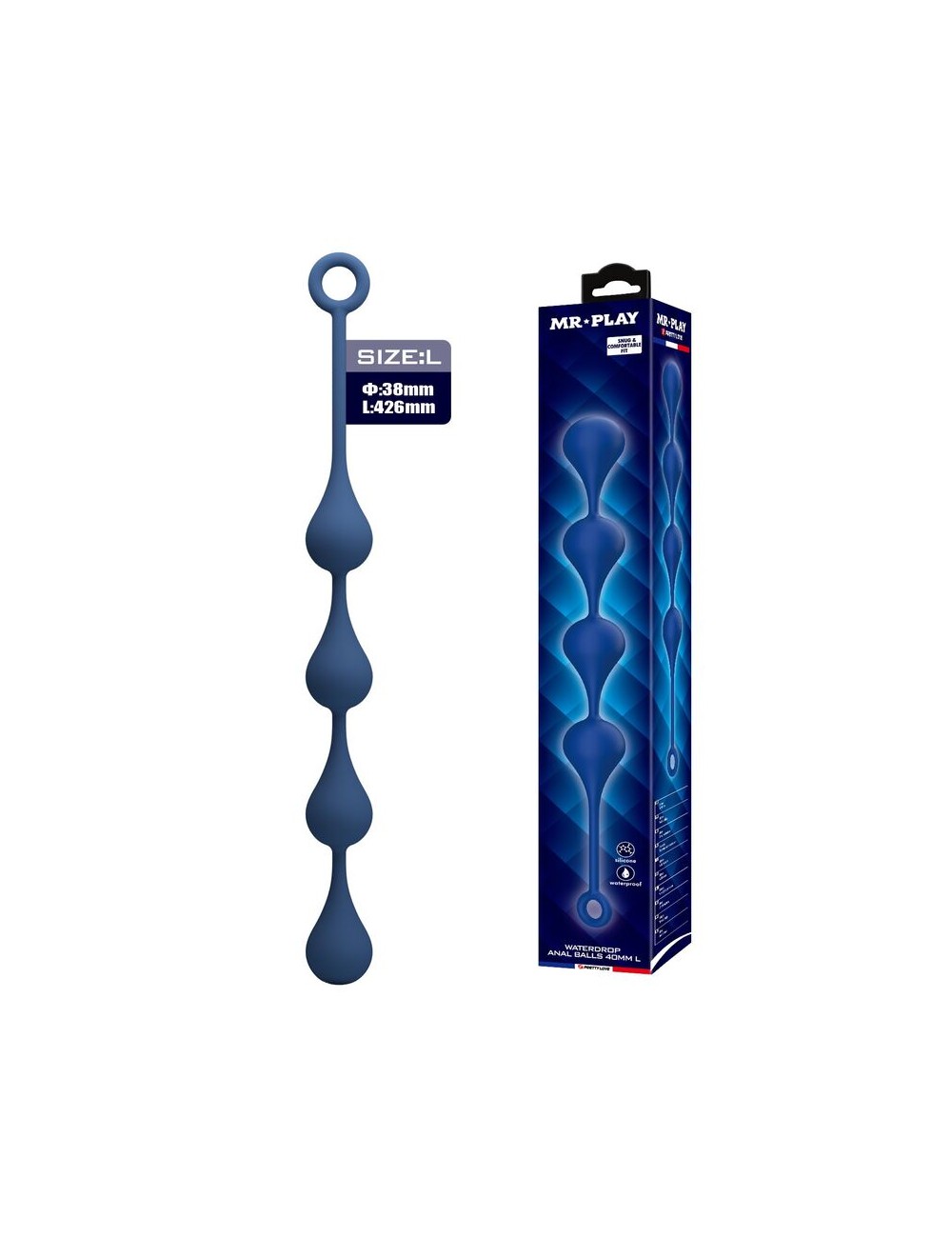 MR PLAY - BLUE SILICONE ANAL BEADS SIZE L 42.6 CM