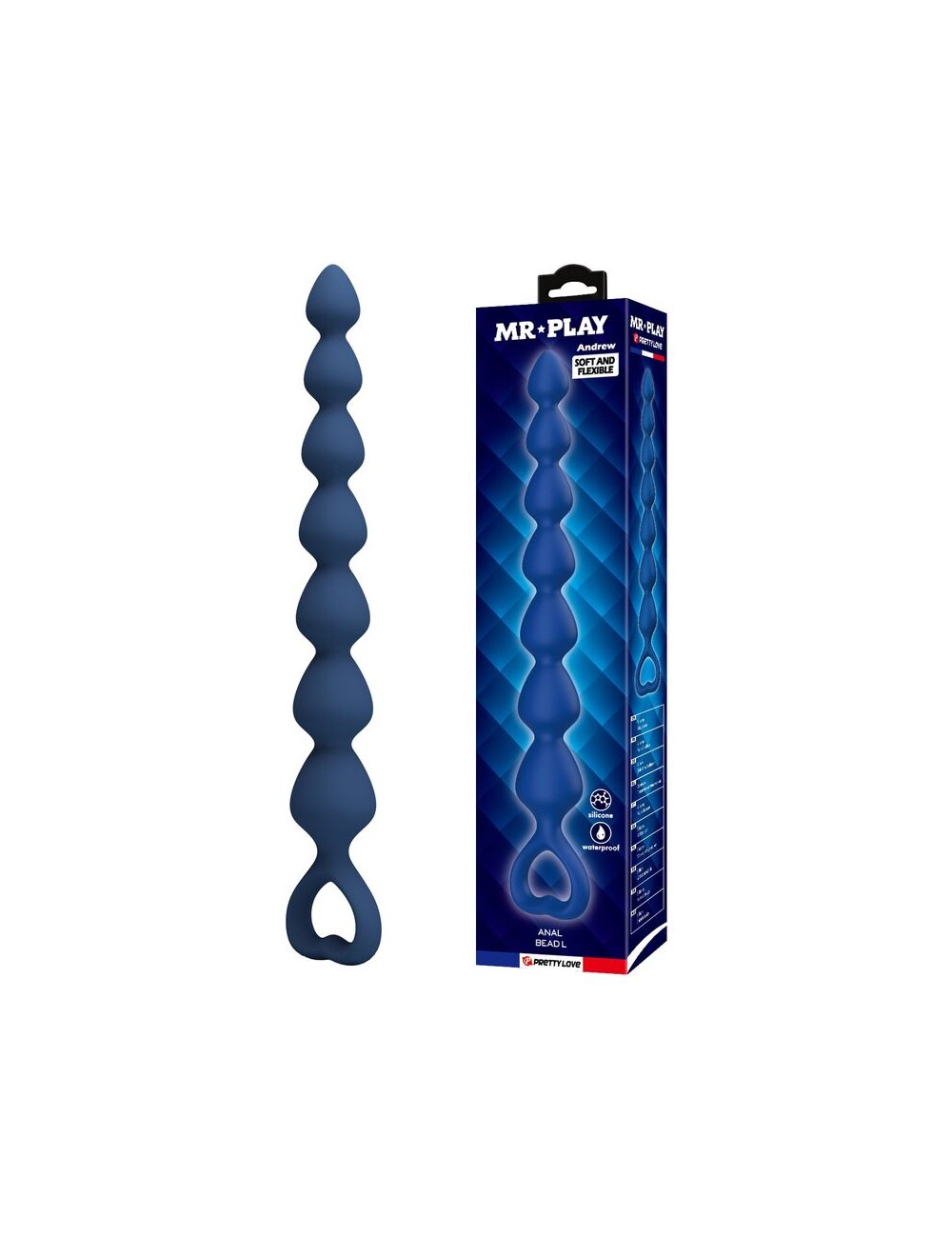 MR PLAY - BLUE SILICONE ANAL BEADS & ANAL PLUG 26.7 CM