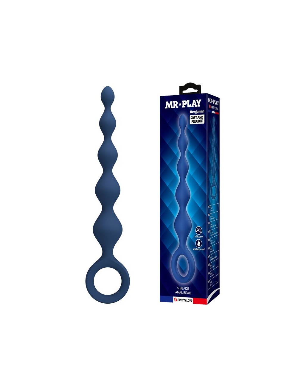 MR PLAY - BLUE SILICONE ANAL BEADS & ANAL PLUG 20.4 CM