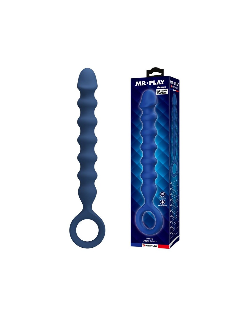 MR PLAY - BLUE SILICONE ANAL BEADS & ANAL PLUG -Ø- 3