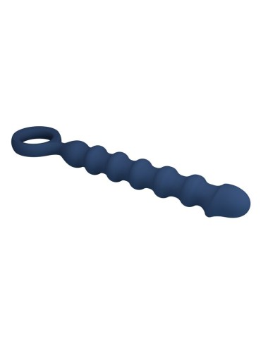 MR PLAY - BLUE SILICONE ANAL BEADS & ANAL PLUG -Ø- 3,4 CM - 28.5 CM