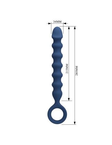 MR PLAY - BLUE SILICONE ANAL BEADS & ANAL PLUG -Ø- 3,4 CM - 28.5 CM
