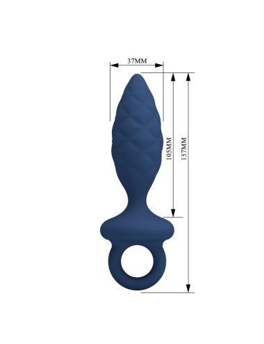 MR PLAY - TEXTURED ANAL PLUG WITH RING BLUE L