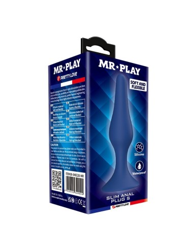 MR PLAY - BLUE SILICONE SLIM ANAL PLUG SIZE S