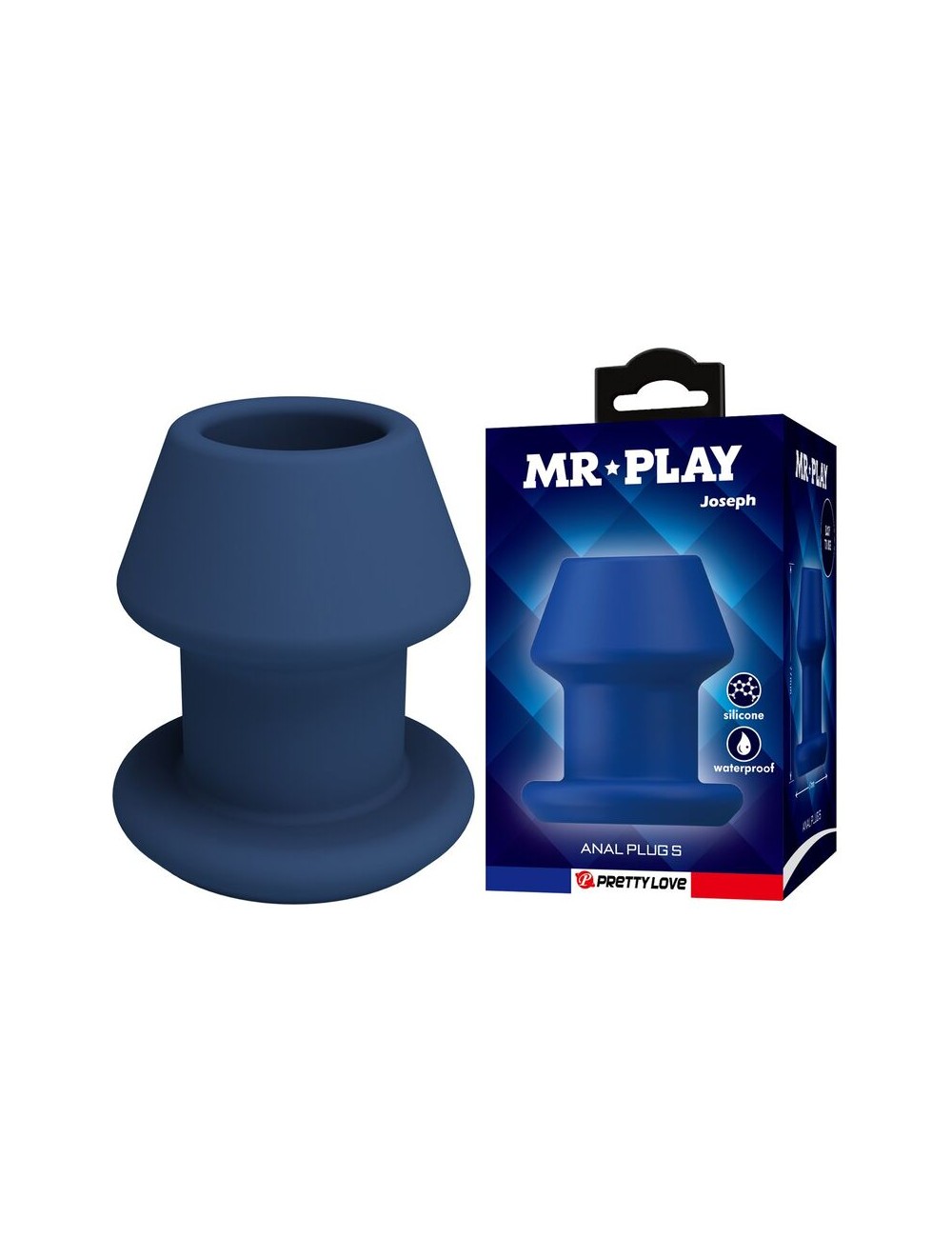 MR PLAY - JACK BLUE SILICONE HOLLOW ANAL PLUG SIZE S