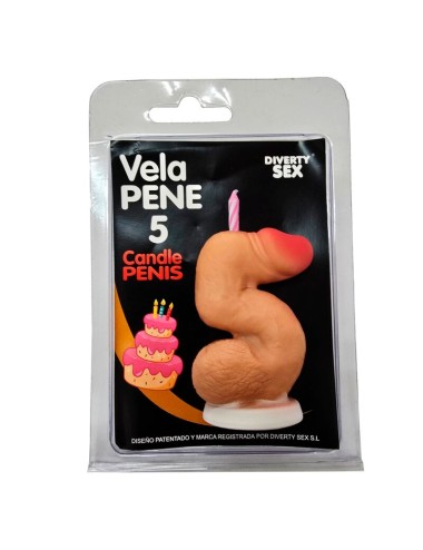 DIABLO PICANTE - PENIS CANDLE IN THE SHAPE OF THE NUMBER 5 FLESH COLOR
