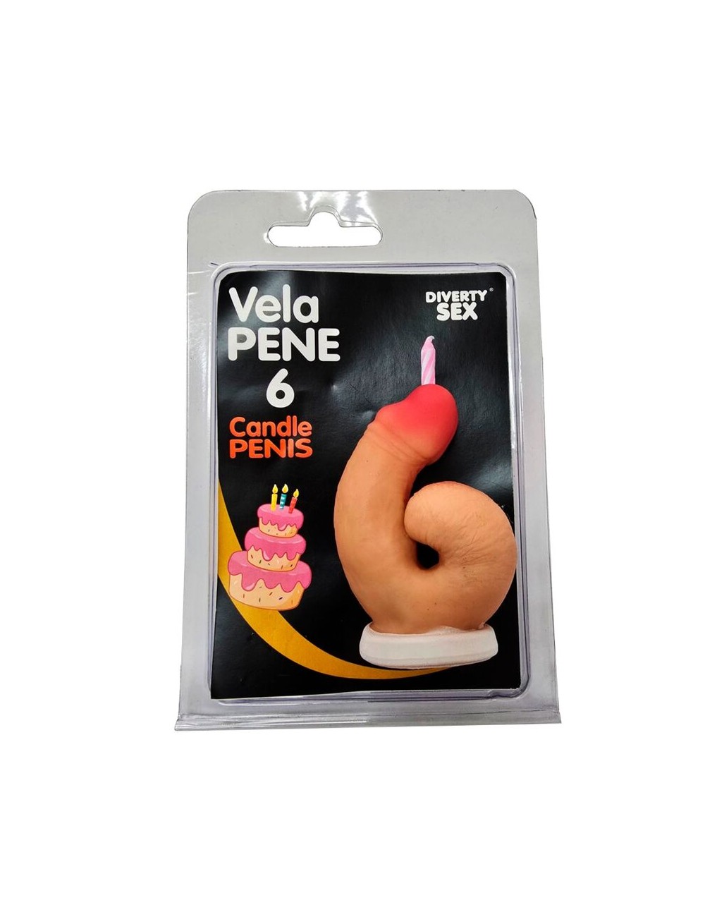DIABLO PICANTE - PENIS CANDLE IN THE SHAPE OF THE NUMBER 6 FLESH COLOR
