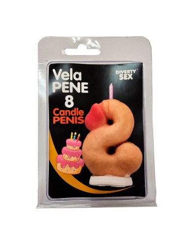 DIABLO PICANTE - PENIS CANDLE IN THE SHAPE OF THE NUMBER 8 FLESH COLOR