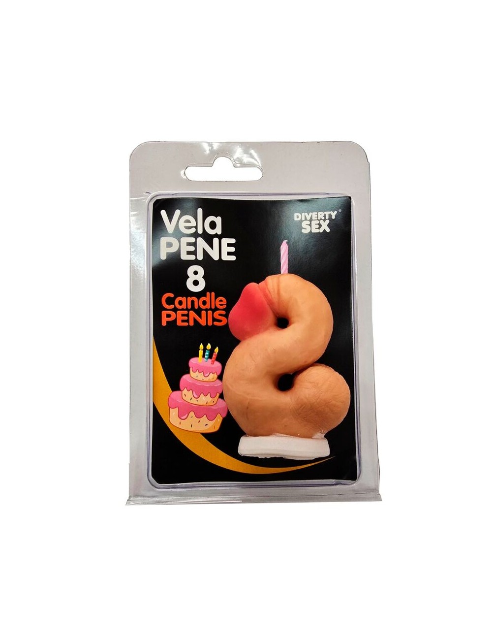 DIABLO PICANTE - PENIS CANDLE IN THE SHAPE OF THE NUMBER 8 FLESH COLOR
