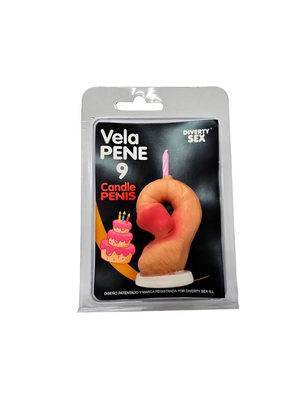 DIABLO PICANTE - PENIS CANDLE IN THE SHAPE OF THE NUMBER 9 FLESH COLOR