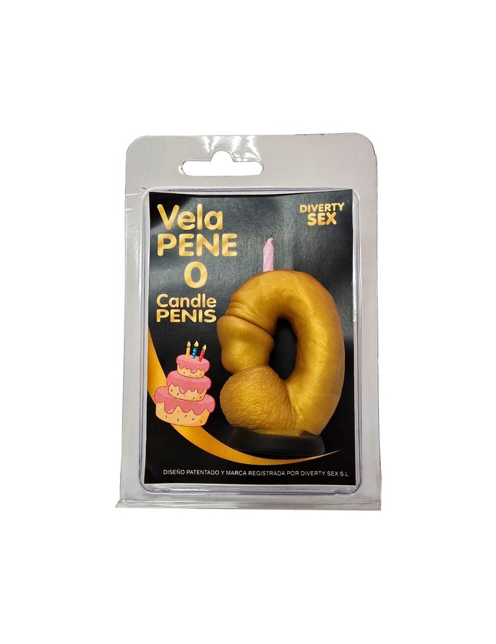 DIABLO PICANTE - PENIS CANDLE IN THE SHAPE OF THE NUMBER 0 GOLD COLOR