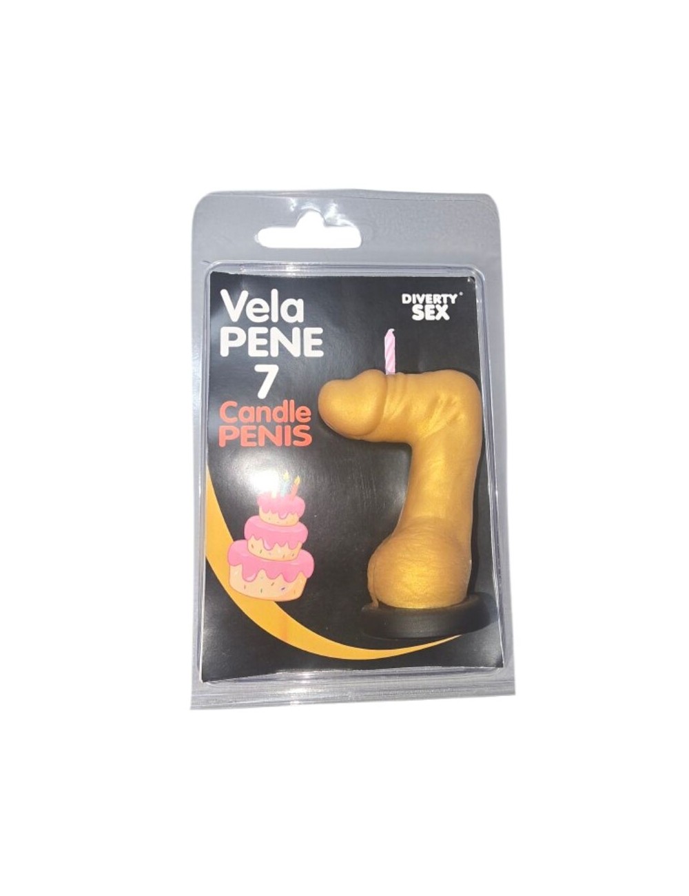 DIABLO PICANTE - PENIS CANDLE IN THE SHAPE OF THE NUMBER 7 GOLD COLOR