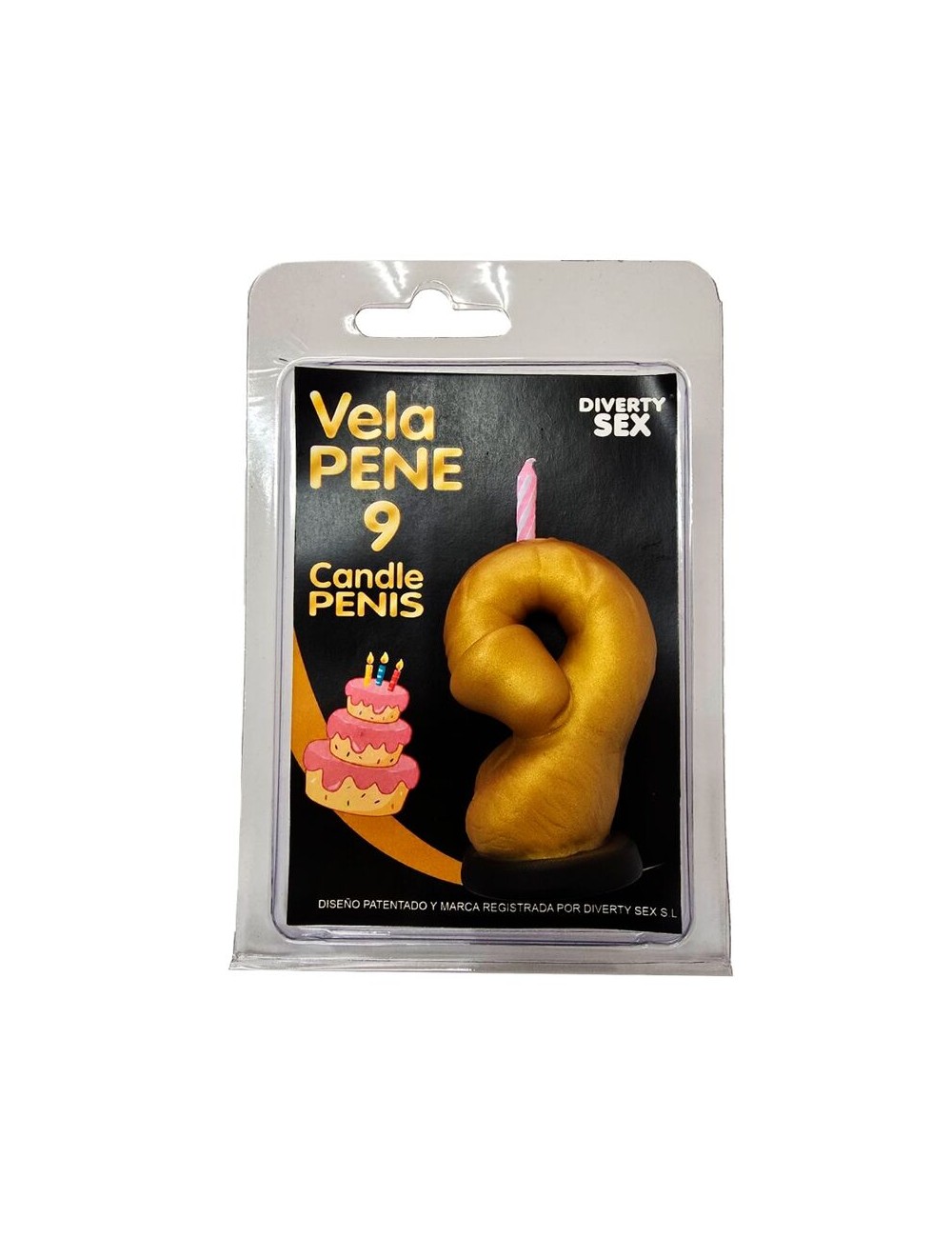 DIABLO PICANTE - PENIS CANDLE IN THE SHAPE OF THE NUMBER 0 GOLD COLOR