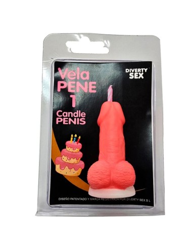DIABLO PICANTE - PENIS CANDLE IN THE SHAPE OF THE NUMBER 1 PINK COLOR