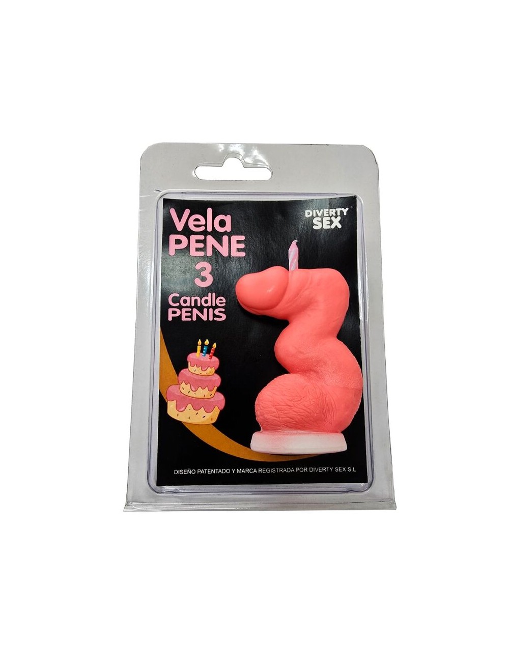 DIABLO PICANTE - PENIS CANDLE IN THE SHAPE OF THE NUMBER 3 PINK COLOR