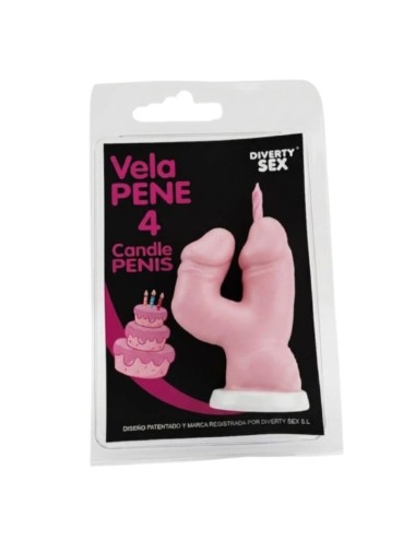 DIABLO PICANTE - PENIS CANDLE IN THE SHAPE OF THE NUMBER 4 PINK COLOR
