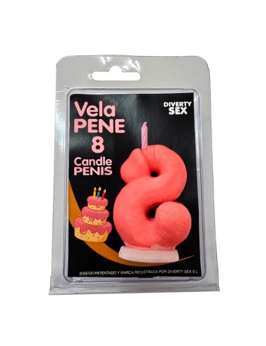 DIABLO PICANTE - PENIS CANDLE IN THE SHAPE OF THE NUMBER 8 PINK COLOR
