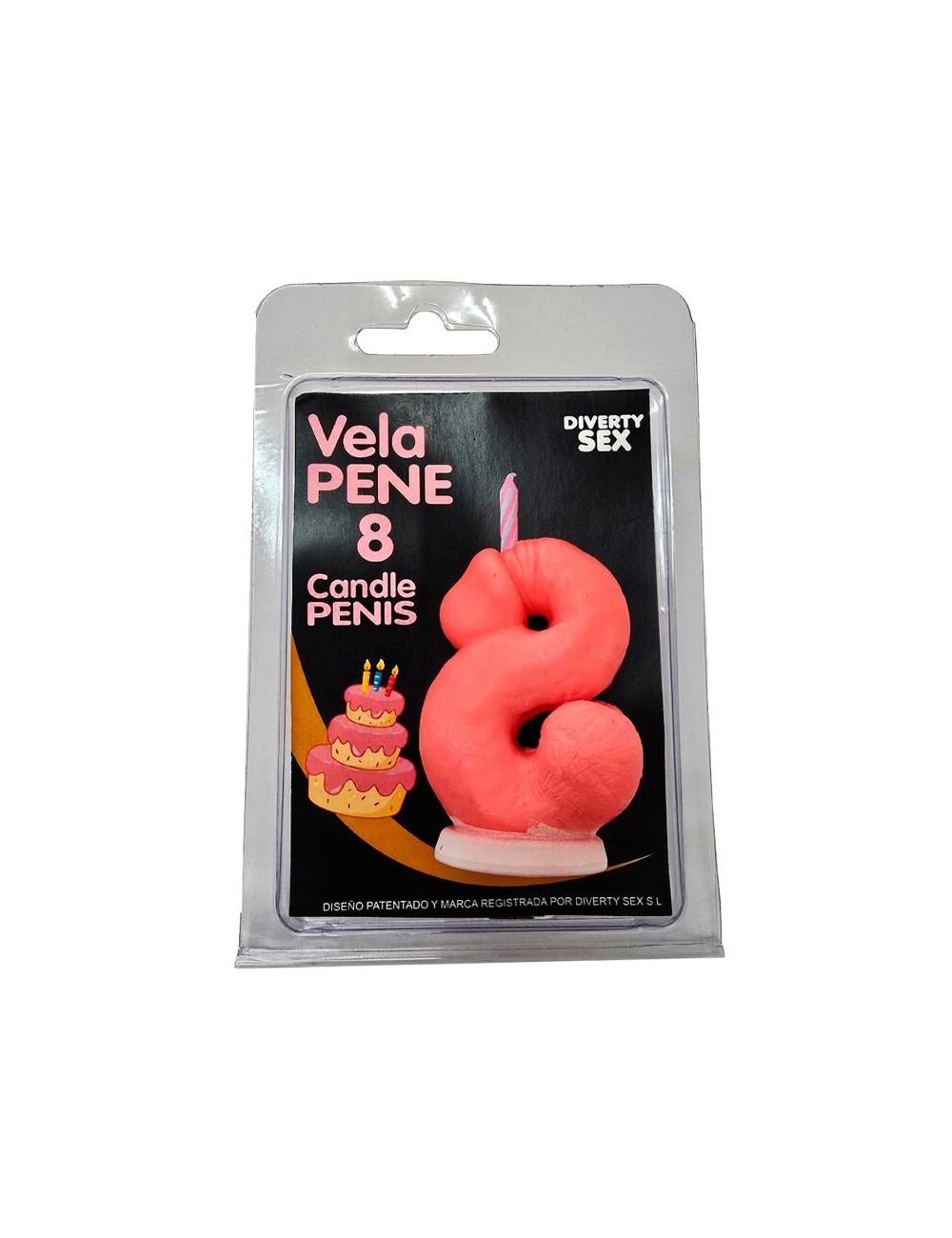 DIABLO PICANTE - PENIS CANDLE IN THE SHAPE OF THE NUMBER 8 PINK COLOR