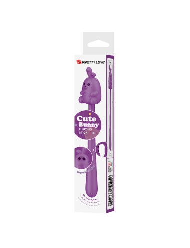 PRETTY LOVE - CUTE BUNNY FLIRTING STICK FLEXIBLE VIBRATOR USB RECHARGEABLE PURPLE