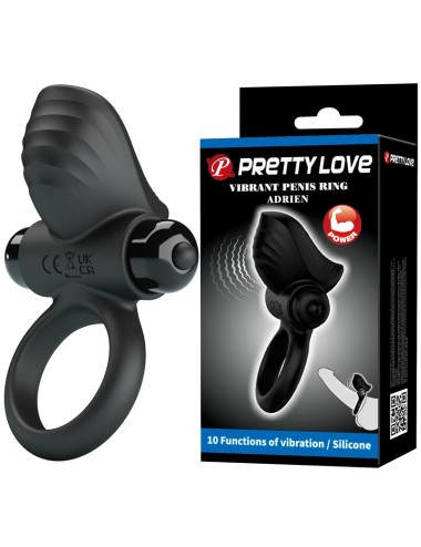 PRETTY LOVE - ADRIEN VIBRATING PENIS RING 10 FUNCTIONS BLACK
