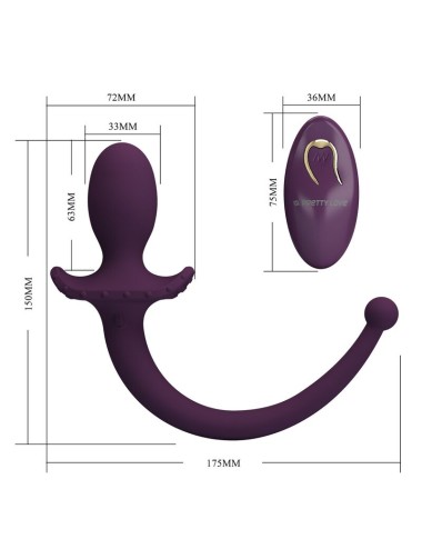 PRETTY LOVE - LIOEA VIBRATING ANAL PLUG WITH TAIL 12 FUNCTIONS PURPLE REMOTE CONTROL