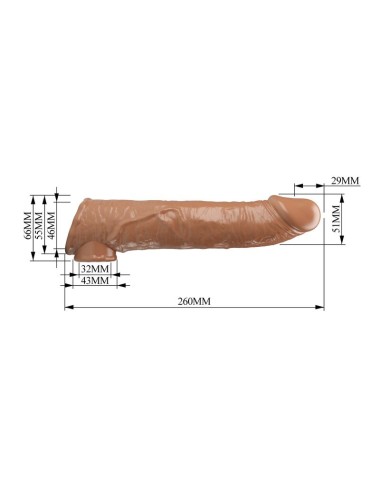 PRETTY LOVE - ADJUSTABLE PENIS EXTENSION SLEEVE 26 CM Ø 4 CM NATURAL
