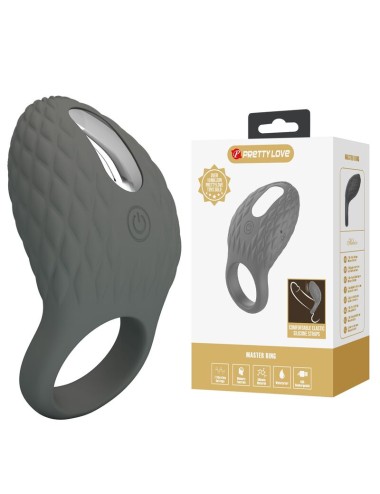 PRETTY LOVE - RECHARGEABLE TEXTURED VIBRATING RING WITH STIMULATOR