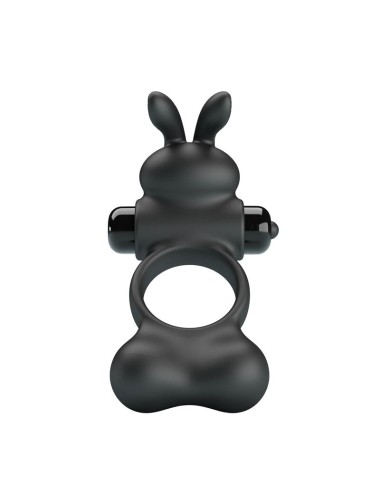 PRETTY LOVE - VIBRATING PENIS RING WITH BUNNY STIMULATOR 10 FUNCTIONS BLACK