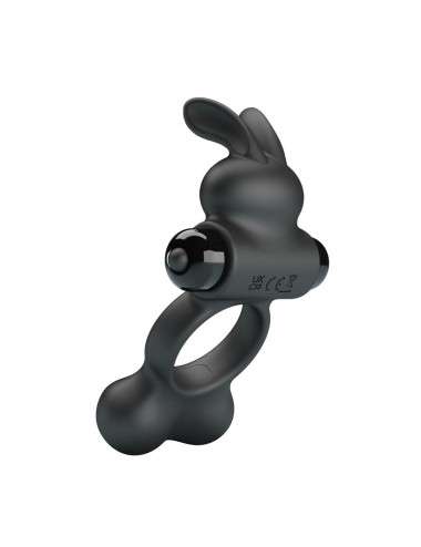 PRETTY LOVE - VIBRATING PENIS RING WITH BUNNY STIMULATOR 10 FUNCTIONS BLACK