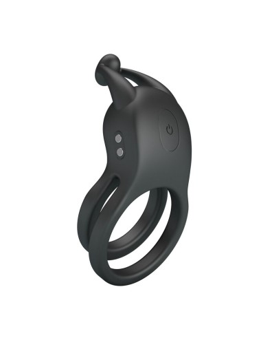PRETTY LOVE - GOODWIN RECHARGEABLE DOUBLE VIBRATING COCK RING BLACK