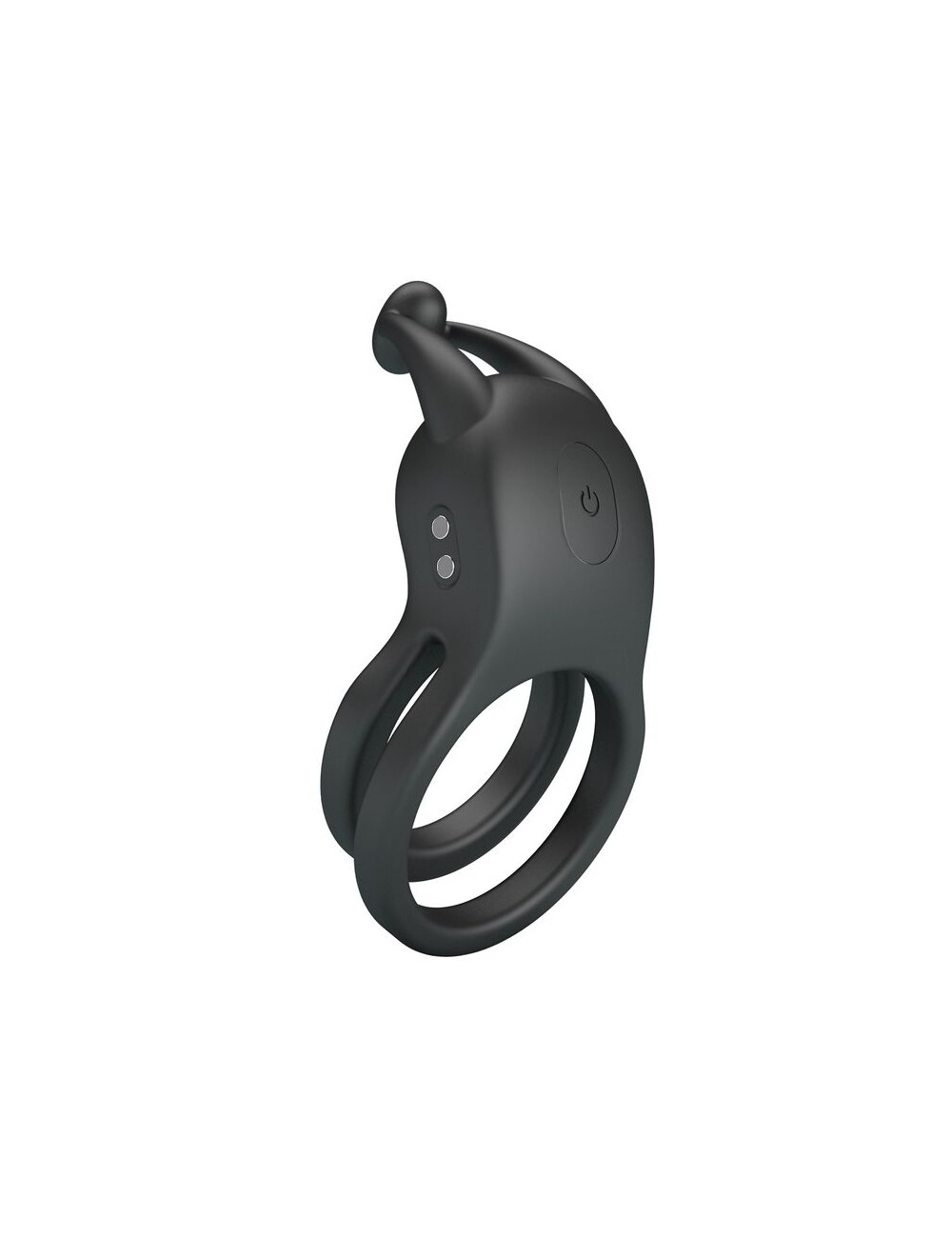 PRETTY LOVE - GOODWIN RECHARGEABLE DOUBLE VIBRATING COCK RING BLACK