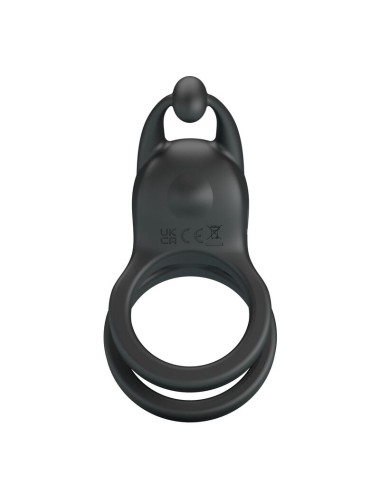 PRETTY LOVE - GOODWIN RECHARGEABLE DOUBLE VIBRATING COCK RING BLACK