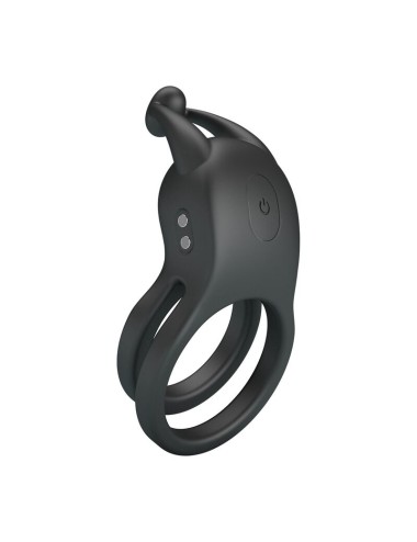 PRETTY LOVE - GOODWIN RECHARGEABLE DOUBLE VIBRATING COCK RING BLACK